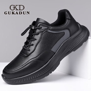 古卡頓（GUKADUN）歐洲站男鞋新款韓版運動(dòng)鞋子男品牌休閑皮鞋中年男士旅游波鞋 黑色 42