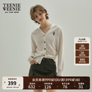 Teenie Weenie小熊針織開衫女秋冬刺繡綿羊毛長(zhǎng)袖針織開衫外套女 象牙白 L (170)