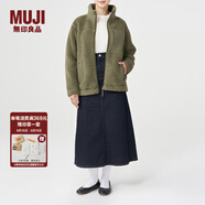 無印良品 MUJI 男女通用 羊羔絨 拉鏈夾克 毛絨加絨厚外套 秋冬季 卡其綠 XXS-XS