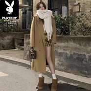 花花公子（PLAYBOY）粉色毛呢外套初秋2025年新款女早秋風(fēng)衣中長(cháng)款小個(gè)子今年流行大衣 駝色冬裝搭配一整套感/獨特外套超好看/超好看大衣/秋 L 55/60kg 【贈運費險 現貨速發(fā)】