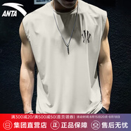 安踏（ANTA）吸濕速干運(yùn)動(dòng)健身背心男冰絲涼感透氣坎肩夏季馬拉松跑步無袖T恤 【凱里·歐文同款】香草白-1 2XL (185) 建議160-170斤