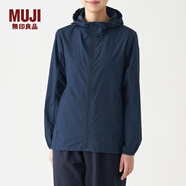 無印良品（MUJI）女式 不易沾水便攜 防風(fēng)夾克 運(yùn)動服 短外套 BDF02A0S 海軍藍(lán) L