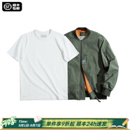 馬登工裝美式空中MA1飛行員夾克軍事風(fēng)短款外套復(fù)古棒球服男潮秋上衣 綠夾克+300G米白短t組合 XL