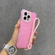 適用蘋果16手機(jī)殼黑色波漾果凍iphone新款膚感保護(hù)套15pro四角防 【波漾果凍-粉色】+粉色手繩 iPhone 15