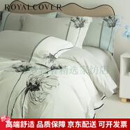 ROYALCOVER新國風(fēng)100S長絨棉刺繡四件套純棉A類全棉床單被套床上用品四件套 花之戀 雪白 1.5m/1. 床單款 （被套200*230cm）