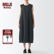 無(wú)印良品 MUJI 女式 亞麻水洗 無(wú)袖連衣裙 BCL48C2S 黑色 XS-S