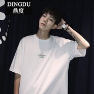 鼎度（DINGDU）短袖男T恤男韓版潮學(xué)生寬松7分袖上衣男5分袖ins原宿風(fēng)潮流衣服 優(yōu)質(zhì)棉白色三角形 L100-115斤