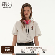 Teenie Weenie小熊女裝T恤夏季休閑青春活力寬松舒適明線短袖上衣 象牙白 S