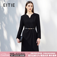 愛(ài)特愛(ài)（EITIE）通勤OL百搭顯瘦V領(lǐng)女裙收腰正式感毛呢連衣裙秋冬新款7607301 極簡(jiǎn)黑20 M 160
