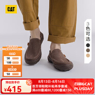 CAT卡特休閑皮鞋男鞋25春新品一腳蹬薄皮輕量舒適干爽通勤鞋船鞋 棕色 39