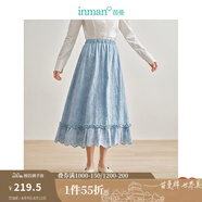 茵曼（INMAN）100%新疆棉法式重工立體繡花襯衫2025春季女裝新款寬松顯瘦上衣 霧霾藍(lán)-18412655 M