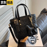 今年流行小包包女士2025秋季新款百搭斜挎包質(zhì)感小眾手提水桶包 黑色-有掛件