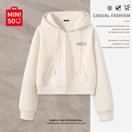 名創(chuàng)優(yōu)品（MINISO）外套女春秋款2025新款衣服開衫小個子連帽衛(wèi)衣女顯瘦百搭休閑女裝 【春秋薄款】奶白(唯美學(xué)胸標)-短款 L 165 (優(yōu)選面料 舒適貼身)
