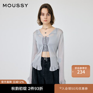 moussy 夏季新品法式優(yōu)雅淑女薄款系帶針織衫女010HS670-2191 161淺灰色 均碼