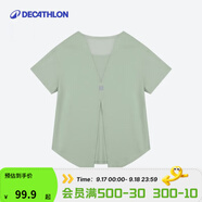 迪卡儂（DECATHLON）速干上衣女夏季寬松運(yùn)動T恤跑步健身訓(xùn)練透氣半袖RUNW 開叉款-嫩芽綠 L /XL/46(170/胸圍104-107cn