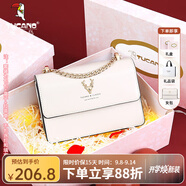 啄木鳥(niǎo)（TUCANO）包包女款2025年牛皮時(shí)尚單肩斜挎包女鏈條包實(shí)用生日禮物 米白金鹿禮盒【實(shí)用禮物推薦】