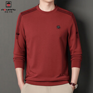 AEMAPE長(cháng)袖T恤男秋季圓領(lǐng)衛衣男寬松休閑打底衫潮流男裝 紅色 M 170