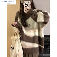 壹源港2025春秋季甜鹽系穿搭洋氣小個(gè)子針織衫女裝毛衣慵懶時(shí)尚風(fēng)上衣服 卡其色 M (建議95-110斤)