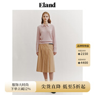 ELAND衣戀小奶羔毛衣女POLO領(lǐng)短款絞花含綿羊毛2025早秋新款 粉色(25)Pink S 160