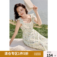 獨束大碼女裝法式小飛袖溫柔碎花連衣裙夏季新款收腰顯瘦吊帶裙 花色 L （尺碼：2）