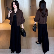 憶靈時(shí)尚長(cháng)袖短外套女2025秋季新款洋氣顯瘦小個(gè)子百搭休閑襯衣外套潮 咖色 L 【105-120斤】