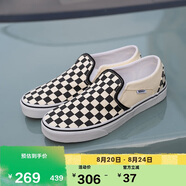 VANS范斯官方 Asher黑白棋盤格一腳蹬男女帆布鞋 黑白棋盤格  37 