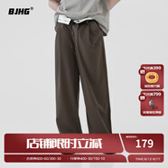 BJHG不計后果秋季美式Cleanfit男潮垂墜感高級感窄版寬松直筒休閑褲女 深棕色 XL