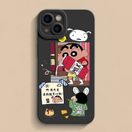 棟吆 D倒置牛奶蠟筆shinchan適用于iPhone 15手機(jī)殼Apple 14Promax Couple 13Mini New 1 Model 11/12Pro 倒牛奶-雅典黑 其他手機(jī)型號(hào)