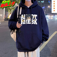 臣嬪重磅520g純棉美式連帽衛衣男秋冬oversize感街頭寬松外套chis港風(fēng) CM016藏青色 常規 5XL