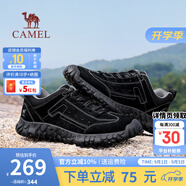 駱駝（CAMEL）登山鞋男防滑戶(hù)外徒步運動(dòng)休閑鞋男新款透氣男士復古鞋子 G15A370083  黑色（皮面款） 42