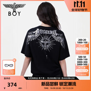 BOY LONDON【暗黑羅盤(pán)】夏情侶款短袖權杖印花炸街潮牌T恤N01906 黑印銀N01906 經(jīng)典升級款 M