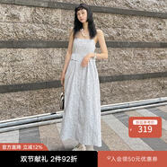 moussy【新復(fù)古回潮】復(fù)古浪漫鏤空蕾絲吊帶連衣裙女010GS230-2750 161淺灰色 S 00001