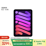 Apple/蘋果 iPad mini (A17 Pro) 8.3英寸 平板電腦(128G eSIM版/mini7/MXQ33CH/A)紫色