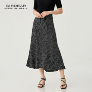 哥弟（GIRDEAR）女裝2025新款高腰前短后長小魚尾半身裙120003 黑色 M (3碼)