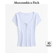 ABERCROMBIE & FITCH女裝24夏經(jīng)典小麋鹿美式復古辣妹歐若風(fēng)亨利式短袖T恤358101-1 紫色 XL (170/112A)