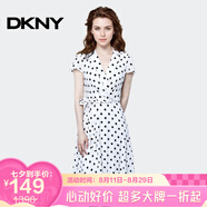 唐可娜兒（DKNY）【京東奧萊】女子夏季波點(diǎn)連衣裙收腰雪紡女生仙女裙印花DD1AD421 DD1AD421-100 XS