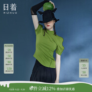 日著設(shè)計(jì)師品牌2024年夏季新款高級(jí)感小眾修身上衣綠色短袖T恤女 童年綠 M