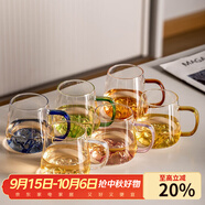 瓷牌茗茶具（cipaiming teaset）大容量玻璃茶杯創(chuàng  )意觀(guān)山綠茶杯家用會(huì )客大號涼水杯果汁杯可樂(lè )杯 冰山玻璃杯6彩