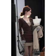 jane Deiune短裙打底裙女秋冬小個(gè)子大衣內搭氣質(zhì)御姐風(fēng)毛衣裙子 咖色【衣服女_釣系約會(huì )裙_韓系氛圍感穿搭_超好看_ S