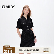 ONLY夏季休閑百搭POLO領高腰顯瘦短裙連衣裙女|124207106 H1Z 黑色 S (160) 80A