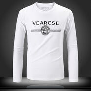 VERSACE JEANS COURTURE范思新款哲秋裝精神小伙高檔美杜莎長袖t恤男顯瘦潮牌修身打底大 長袖183白色 S 【90-100斤】