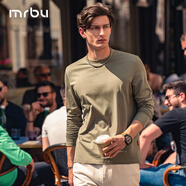 布先生男士長袖T恤純色打底內(nèi)搭 長袖標(biāo)準(zhǔn)T-圓領(lǐng)-白樺綠    L (175)