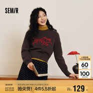 森馬（Semir）毛衣女短款蝴蝶結(jié)少女感2025春季圓領(lǐng)正肩套頭衫顯瘦109125107005