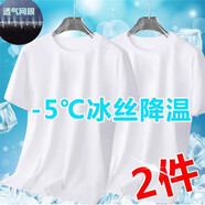 栢斐荻（BYPHYTEE）【兩件裝】夏季純色冰絲T恤男士潮流寬松休閑薄款透氣半袖t恤男 白色+白色 M