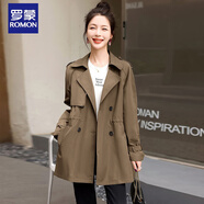 羅蒙（ROMON）胖妹妹風(fēng)衣女中長(cháng)款2025早春新款西裝收腰顯瘦氣質(zhì)休閑大碼短外套 官方旗艦咖啡色 【休閑版型】 M 【建議95-110斤】