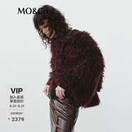 MO&Co.毛衣外套秋冬安哥拉羊初剪馬海毛粗紡寬松中長(cháng)款開(kāi)衫摩安珂 安可拉紅 XS 155