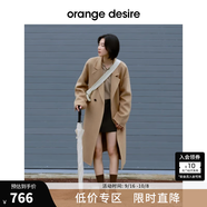 orangedesire 【明星同款爆款0117】廓形長(cháng)短款羊毛澳毛毛呢大衣2024秋新 中長(cháng)款-沙漠駝 XL