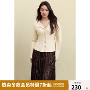 獨(dú)束大碼女裝針織衫V領(lǐng)紅色毛衣女2024冬大碼胖mm泡泡袖收腰上衣 奶杏色 L (尺碼：2)