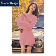Gunnar Hauge包臀裙緊身連衣裙毛線(xiàn)衣針織連身裙矮小個(gè)子連體裙橘色秋冬內搭慵 粉紅色 S 建議75-95斤