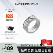 EMPORIO ARMANI阿瑪尼女士戒指魔方logo系列銀色鷹標寶石戒指禮物EGS3091040-5.5